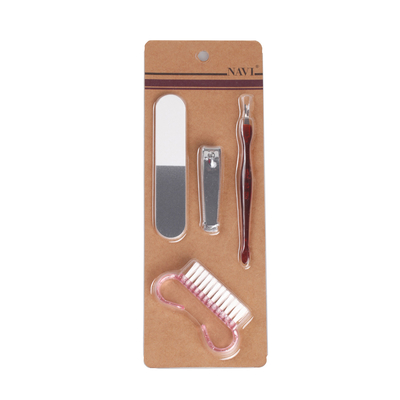 4 in 1 Nagel-Kunst-Werkzeugsatz mit Nagelfeile/Nagelhautschieber/Bürste/Schneider