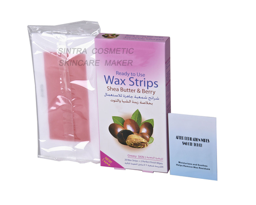 Rosa Körper-Haar-Abbau-Wachs-Streifen-Shea-Kräuterbutter und Beeren-Auszug STF8125