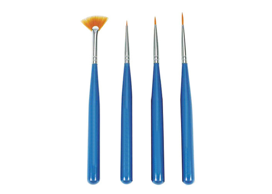 Kosmetische blaue Nagel-Kunst-Entwurfs-Bürsten, 4-teilige kosmetische Nagel-Kunst-Bürste