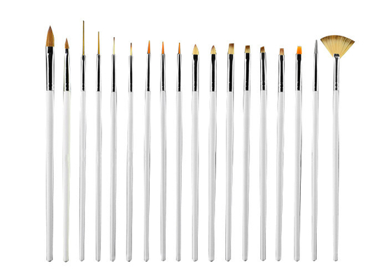 Kosmetische 18-teilige flache Nagel-Kunst-Bürsten für Make-up/Nagel-Kunst-Fächerpinsel