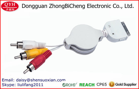 Für Stereogeräte einziehbares 30-Pin dem Kabel zu des Audio-3rca
