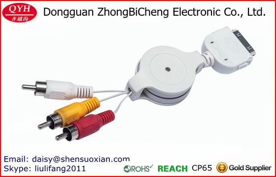Für Stereogeräte einziehbares 30-Pin dem Kabel zu des Audio-3rca