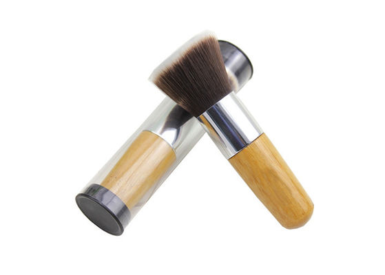 Kleine Puffer-Make-upbürste für Gesicht, Bambusgriff-flache Puffer-Bürste Kabuki